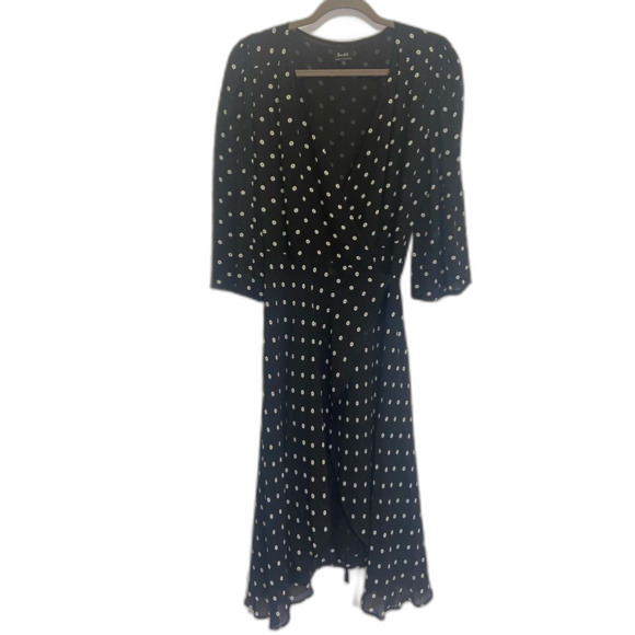 Bardot - Black and White Polka Dot Hi-Lo True Wrap Dress - Women's size 8/M - Picture 1 of 11